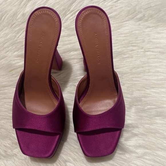 Amina Muaddi Dalida silk satin platform sandal size 36EU - Picture 12 of 12